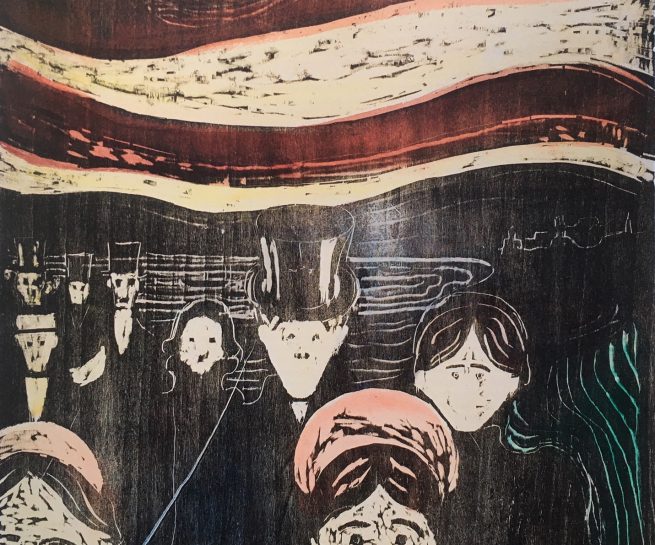 The Gundersen Collection er en imponerende samling av kunst og norske bondeantikviteter. Store deler av samlingen er stilt ut på hotellet Vestlia Resort i fjellbygda Geilo, Norge. The Gundersen Collection har også Norges viktigste private samling med Munch-grafikk. Ikke minst flere håndkolorerte grafiske verk. Her ser vi "Angst" av Edvard Munch. tresnitt 1896