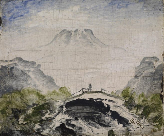 The Gundersen Collection er en imponerende samling av kunst og norske bondeantikviteter. Store deler av samlingen er stilt ut på hotellet Vestlia Resort i fjellbygda Geilo, Norge. The Gundersen Collection har også Norges viktigste private samling med grafikk av Edvard Munch. Ikke minst flere håndkolorerte grafiske verk. Her ser vi Peder Balke, "Den gamle broen". Olje på plate, 10x12 cm. Signert nede til høyre: Balke.