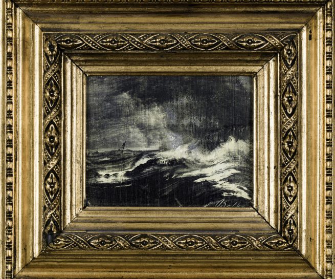 PThe Gundersen Collection er en imponerende samling av kunst og norske bondeantikviteter. Store deler av samlingen er stilt ut på hotellet Vestlia Resort i fjellbygda Geilo, Norge. The Gundersen Collection har også Norges viktigste private samling med grafikk av Edvard Munch. Ikke minst flere håndkolorerte grafiske verk. Her ser vi Peder Balke, marine, olje på treplate, 9x11,5 cm.