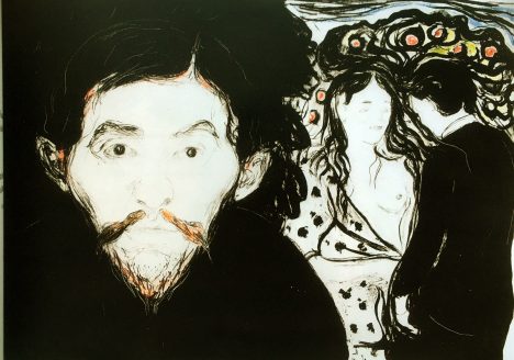 The Gundersen Collection er en imponerende samling av kunst og norske bondeantikviteter. Store deler av samlingen er stilt ut på hotellet Vestlia Resort i fjellbygda Geilo, Norge. The Gundersen Collection har også Norges viktigste private samling med Munch-grafikk. Ikke minst flere håndkolorerte grafiske verk. Her ser vi Edvard Munch, "Sjalusi I", 1896. Litografi trykket i sort håndkolorert med akvarell i rødt, grønt og blått. Signert nede til høyre med blyant: Edv Munch.