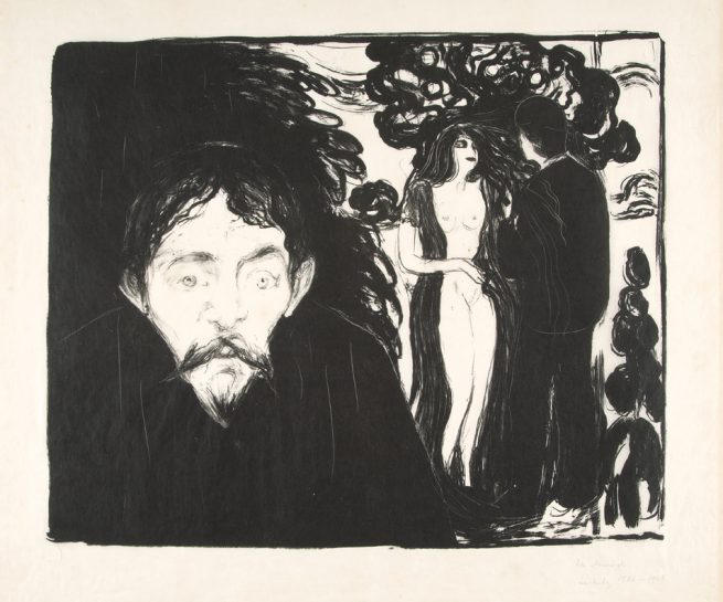 Edvard Munch, Sjalusi II, 1896. Litografi trykt i sort. The Gundersen Collection.