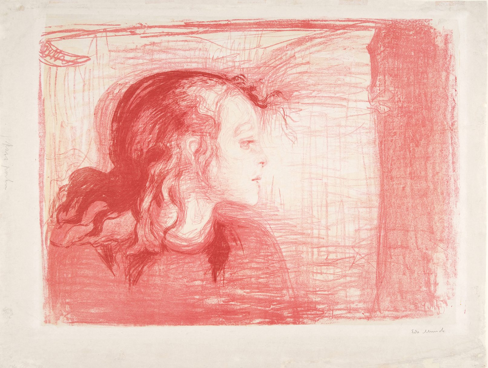 The Gundersen Collection er en imponerende samling av kunst og norske bondeantikviteter. Store deler av samlingen er stilt ut på hotellet Vestlia Resort i fjellbygda Geilo, Norge. The Gundersen Collection har også Norges viktigste private samling med Munch-grafikk. Ikke minst flere håndkolorerte grafiske verk. Her ser vi Edvard Munch, "Det syke barn 1", 1896. Litografi trykt i to rødfarger og gult.