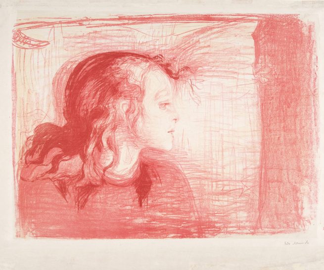 The Gundersen Collection er en imponerende samling av kunst og norske bondeantikviteter. Store deler av samlingen er stilt ut på hotellet Vestlia Resort i fjellbygda Geilo, Norge. The Gundersen Collection har også Norges viktigste private samling med Munch-grafikk. Ikke minst flere håndkolorerte grafiske verk. Her ser vi Edvard Munch, "Det syke barn 1", 1896. Litografi trykt i to rødfarger og gult.